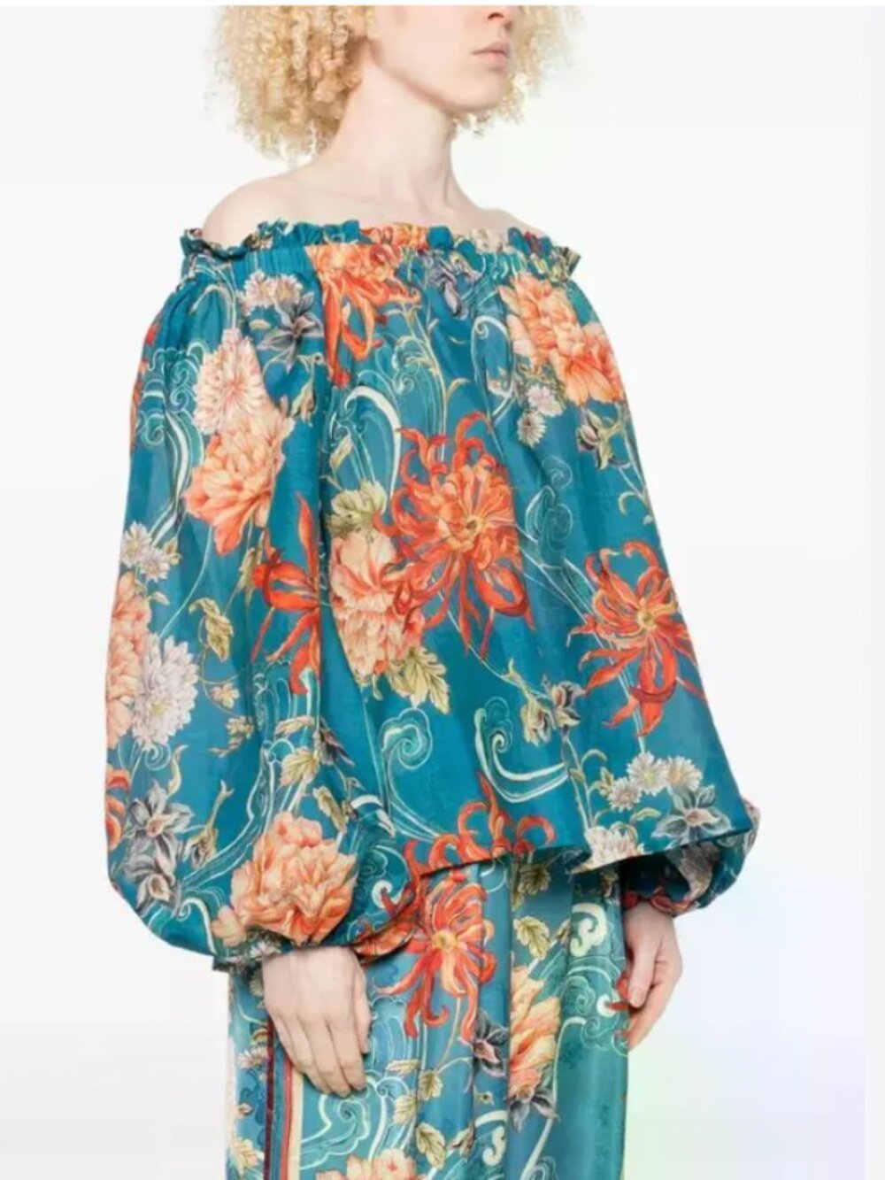 ALEMAIS Fletcher floral-print off-shoulder Blouse Size 2 EUC